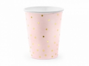 Kubek jednorazowy Partydeco Kropki, jasny róż 260ml (KPP50-081J)