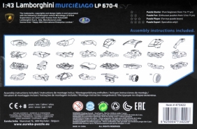 Puzzle 3D Cars: Lamborghini szary - poziom 2/4 (106324)