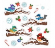 Dekoracje zimowe - Ptaszki na gałęzi 18el