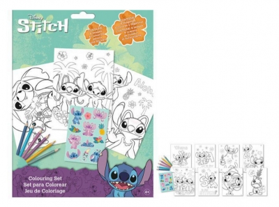 Zestaw do kolorowania kredki + naklejki Stitch