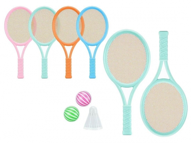 <img src='https://webimage.pl/pics/229/1/d5901271631229.jpg' style='height:440px' /> Rakietki do tenisa z piłeczkami i lotką MIX
