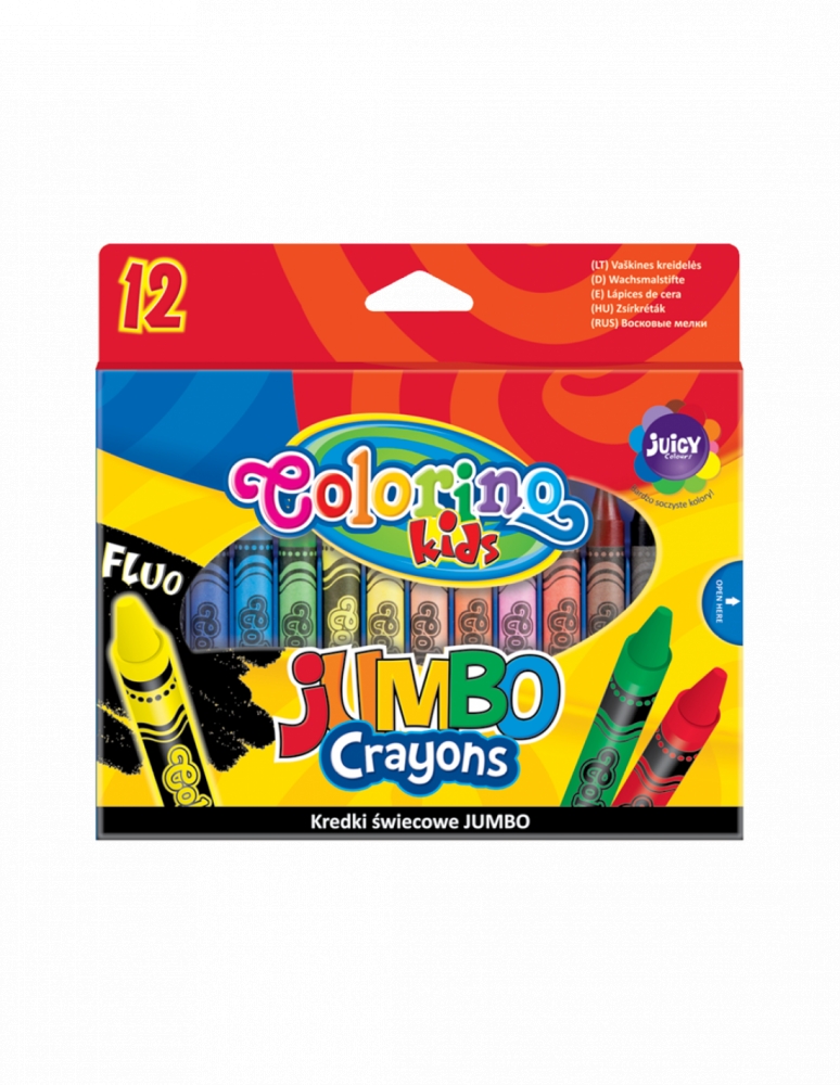 Kredki świecowe Colorino Jumbo, 12 kolorów (32230PTR)