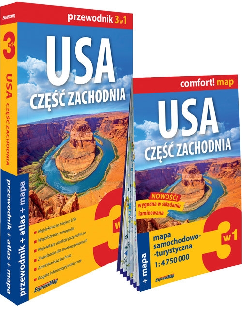 USA. Część zachodnia 3w1: przewodnik + atlas + mapa