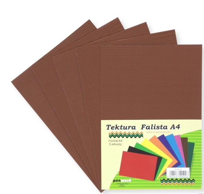 Tektura A4 falista brązowa 5szt