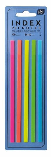 Zakładki indeksujące paski 140mm Pet neon 100szt
