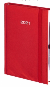 Kalendarz 2021 B5 Dzienny Cross z gumką Czerwony