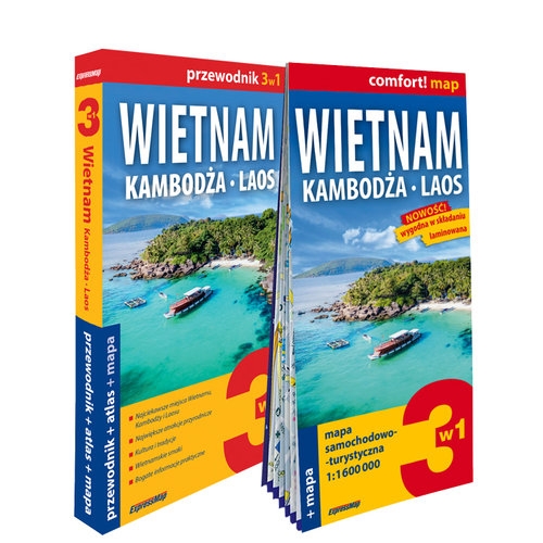 Wietnam Kambodża Laos 3w1 przewodnik + atlas + mapa