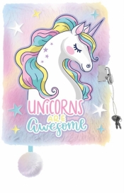 Pamiętnik z kłódką włochacz - Rainbow Unicorn, A5, 96 kartek
