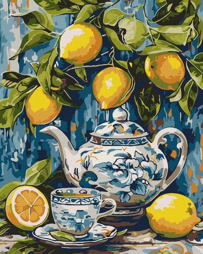 <img src='https://webimage.pl/pics/231/9/d4823104389231.jpg' style='height:440px' /> Malowanie po numerach - Cytryny i ceramika 40x50cm