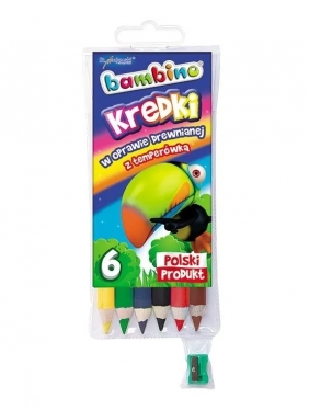 Kredki Bambino drewniane, 6 kolorów z temperówką