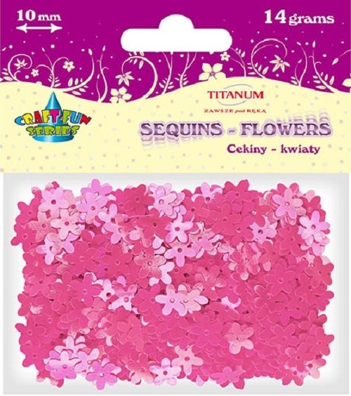 Cekiny kwiaty dekoracja różowe 10mm 14g