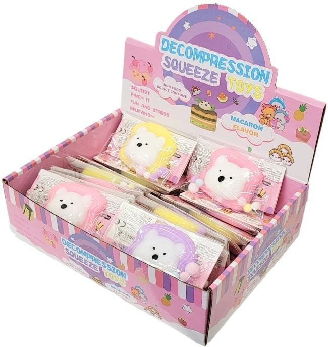 Gniotek misiu w czterech kolorach z pomponami MIX