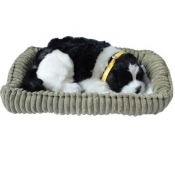 Śpiący pies interaktywny na poduszce - czarno biały (107233)