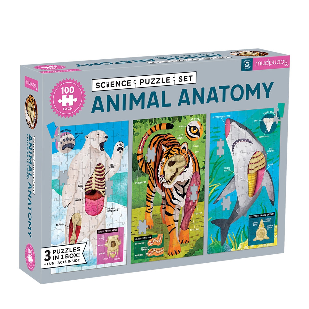 Mudpuppy, Puzzle edukacyjne 3w1 - Anatomia zwierząt, 300 el.