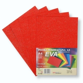 Pianka brokatowa A4 Eva czerwona biodegradowalna 5szt