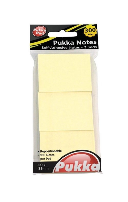 Karteczki samoprzylepne Pukka Pad 50x38mm 300 sztuk kolor żółty (6723-NTS)