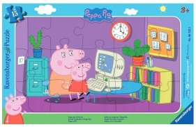 Ravensburger, Puzzle ramkowe 15: Peppa przy komputerze (061235)