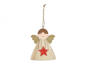 Anioł gwiazda zawieszka drewniana