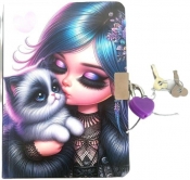 Pamiętnik z kłódką A6/64K gładki Dziewczynka z kot