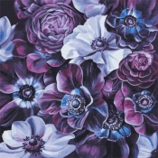 Malowanie po numerach - Purpurowe kwiaty 40x40