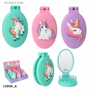 Szczotka składana z lusterkiem Jednorożec Ylvi 1szt.mix 13565A