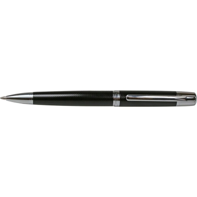 Długopis obrotowy 10KB008 Titanum metalowy czarny jodełkowy wzór srebrne wykończenie niebieski wkład 0,7 mm