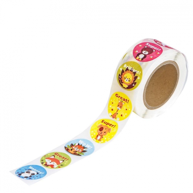 Naklejki motywacyjne 2,5cm - zwierzątka... 500szt