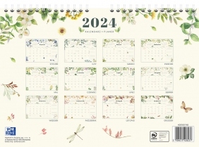 Oxford, Kalendarz ścienny A4 2024 - Flower (400180748)