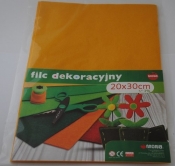 Filc w arkuszach 20cm x 30cm. Kolor żółty 5 sztuk