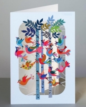 Karnet PM223 wycinany +koperta Ptaszki na drzewach