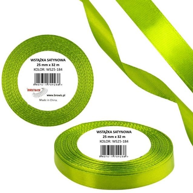 Wstążka satynowa 25mm/32m zieleń wiosenna