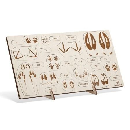 <img src='https://webimage.pl/pics/239/0/d5903816020239.jpg' style='height:440px' /> Puzzle drewniane - Jesteś na tropie Tropy zwierząt