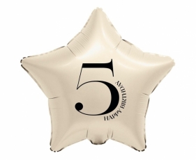 Balon foliowy Gwiazda kremowa cyfra 5 44cm