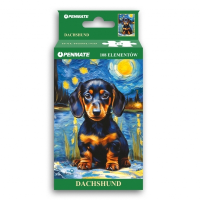 Puzzle mini 108 elementów Penmate Starry Night Dachshund