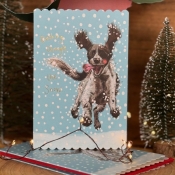 Karnet Święta Spaniel w śniegu