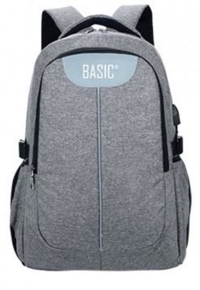 Plecak młodzieżowy Basic z usb szary (607824)