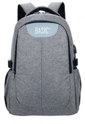 Plecak młodzieżowy Basic z usb szary (607824)