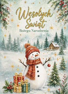 Karnet B6 Boże Narodzenie - Bałwan brokat