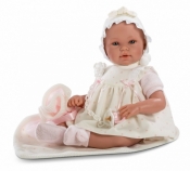 Noworodek 36 cm biała sukienka (63624)