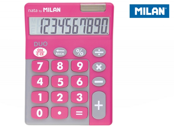 Kalkulator z dużymi klawiszami Milan Duo - Różowy (150610TDPBL)