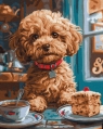  Malowanie po numerach - Maltipoo w kawiarni 40x50