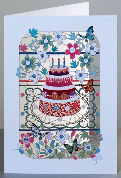 Karnet PM204 wycinany + koperta Tort ze świeczkami