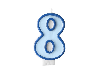 Świeczka urodzinowa Partydeco Cyferka 8 w kolorze niebieskim 7 centymetrów (SCU1-8-001)
