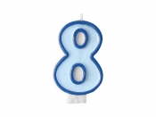 Świeczka urodzinowa Partydeco Cyferka 8 w kolorze niebieskim 7 centymetrów (SCU1-8-001)