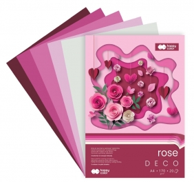 Happy Color, Blok Hobby Deco Rose 170 g/m2, A4/20 ark., 5 kolorów