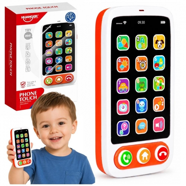 <img src='https://webimage.pl/pics/245/5/d5905991025245.jpg' style='height:440px' /> Smartfon dziecięcy edukacyjny dzwięki światła