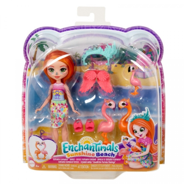 Lalka Enchantimals Rodzina Flamingów Florinda Flamingo + 3 Zwierzątka (HRX85)