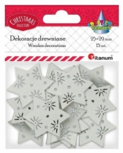 Drewniane gwiazdki ażurowe białe 25x29mm 15szt