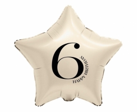 Balon foliowy Gwiazda kremowa cyfra 6 44cm