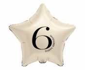 Balon foliowy Gwiazda kremowa cyfra 6 44cm